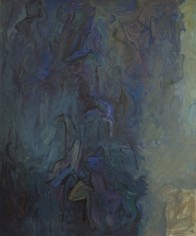 Image of abstract 1960 oil painting titled Bells of San Miguel Allende by Hans Burkhardt.