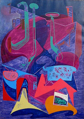 Image of Seymour Franks abstract painting of chimneys.