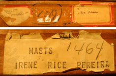 Labels verso on Masts by Irene Rice Pereira.