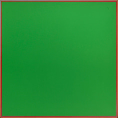 Image of sold Naohiko Inukai 1966 green square hard-edge abstract painting No. 6.