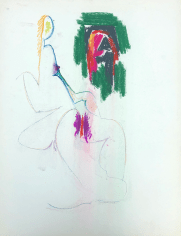 Image of untitled abstract 1970 female nude pastel by Hans Burkhardt.