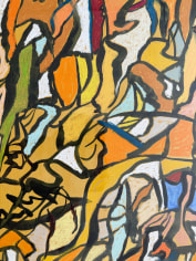 Closeup detail image of 1970 untitled pastel and acrylic abstraction by Fred Martin.