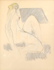 Image of untitled seated nude pastel by Hans Burkhardt.