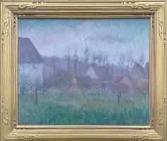 Image of gold frame on &quot;Farm Orchard in Winter Giverny&quot; painting by Theodore Earl Butler.