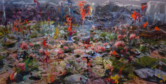 BRINTZ GALLERY, PETRA CORTRIGHT, ColourNurple_as_listed_on_SASArgo_listserv.exe, 2018, Digital painting on Anodized Aluminum, 48 by 94 inches, Unique Art