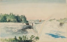 Charles DeWolf Brownell  (1822 - 1909) Niagara Falls from the American Side circa 1859 Watercolor on Paper H 5.25&rdquo; x W 8.375&rdquo; Titled Verso on Vintage Label &ndash; &ldquo;Niagara, from the American side&rdquo; Price Upon Request