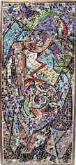 Rectangular mosaic comprised of colorful tesserae