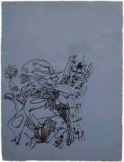 Jackson Pollock, Untitled, c. 1945, brown ink on blue paper, 27 1/4 x 20 1/4 in. CR#748