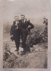 Two Men (Double Exposure), 1920s, 2 1/4 x 3 1/4 in.