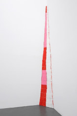 CORDY RYMAN Red Fade Corner 2010, acrylic and shellac on wood, 32 pieces, 108 x 9 x 7 inches