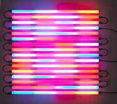 LEO VILLAREAL Chasing Rainbows (Horizontal) 2006, light emitting diode tubes, custom software, electrical hardware, 48 x 48 x 4 inches