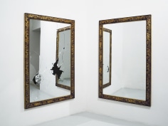 Michelangelo Pistoletto,&nbsp;Two Less One, 2009, golden wood and mirror, each 70 7/8 x 47 1/4 in.
