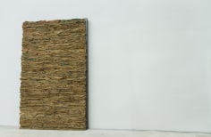 Jannis Kounellis,&nbsp;Untitled, 1985, burlap sacks, 130 x 83 in.&nbsp;