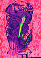 "FinkF", 2014 Acrylic gouache and ink on canvas