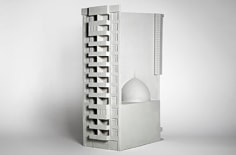 Nazgol Ansarinia in collaboration with Roozbeh Elias-Azar, Fabrications.&nbsp;Commercial high rise/ mosque with turquoise dome on Molasarda street, 2013
