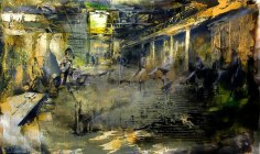 Zsolt Bodoni, Untitled (yellow), 2013, acrylic on canvas, 200 x 345 cm