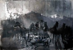 Zsolt Bodoni, Horses, 2012, Acrylic and oil on canvas, 135 x 195 cm