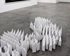 Seher Shah, Object Repetition (line to distance), 2011, 480 cast hydrocal objects with ink, Dimensions variable
