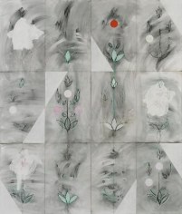 Kamrooz Aram, Seven Sessions with Brahem (Palimpsest #22), 2013, Oil, oil pastel and wax pencil on canvas, 213 x 183 cm