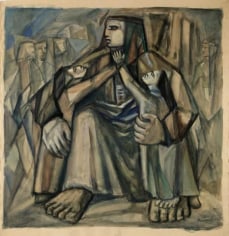 Mahmoud Hammad, Memory of the first of February: The Arab Unity, 1958, Study, Acrylic on paper, 70 x 70 cm