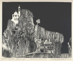 Khaldoun Chichakli, Hermitage of the Night, 1983, Woodcut print, 18.8 x 23 cm, Ed.&nbsp;of 10