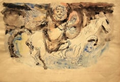 Elias Zayat, The Rider, 1967, Ink and watercolor on paper, 63 x 43 cm