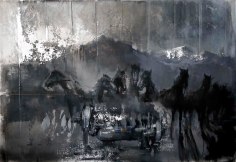 Zsolt Bodoni, Horses, 2012, acrylic and oil on canvas, 135 x 195 cm