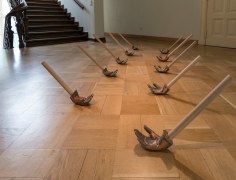 Hera B&uuml;y&uuml;ktaş&ccedil;ıyan, If the Wind Will Not Serve, Take the Oars, 2017, Wood and bronze, Dimensions variable