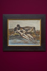 Gazbia Sirry, Untitled (figures), Oil on board, 39.8 x 50 cm