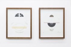 Elena Alonso, Untitled (Order of materials 7), 2017, Mixed media on paper, 38 x 30 cm (left)