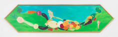 Luigi Ontani &quot;Vediove con uva e uova&quot;, 1985 Acrylic on wood panel with artist frame 25 x 98 inches