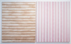 Jarbas Lopes &quot;If Dionysus Drinks Wine, Apollo Drinks Coffee&quot;, 2013 Wine and coffee on woven elastic on wooden frame Diptych, each: 60 x 48 x 1-3/4 inches