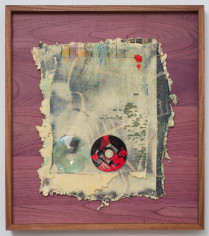 Noel Anderson &quot;Quadrants&quot;, 2013 Custom woven tapestries, polyurethane foam, acrylic, wire, CD and oil bar in Sepala &amp; African Purple Heart wood frame 27-1/2 x 25 inches