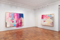 This is an installation view of an exhibition by Tomashi Jackson at Tilton Gallery titled The Great Society.
