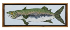Zachary Armstrong &quot;Baby Blue Fish&quot;, 2018 Encaustic and oil on canvas in artist frame 8 1/4 x 22 1/2 inches