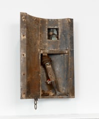John Outterbridge &quot;Window with Footnote&quot;, 1991  Mixed media  38-1/4 x 22 x 14-1/4 inches