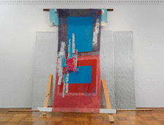 Tomashi Jackson &quot;Apartheid Blues II (Old Texas Courtroom)&quot;, 2015 Mixed media on gauze, canvas, wood and installation board 121 x 151 x 38-1/2 inches
