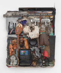 Noah Purifoy &quot;Access&quot;, 1993  Mixed media assemblage  57 x 47 x 6-1/2 inches