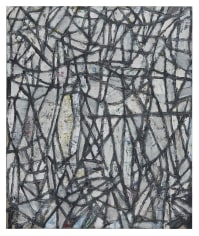 Zachary Armstrong, &quot;2-1-20 White black lines&quot;, 2020, encaustic and oil on linen, 24 inches by 20 inches