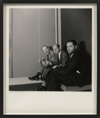 This is an image of a photograph made by Hans Namuth titled: Newman, Pollock, Smith, 1951.