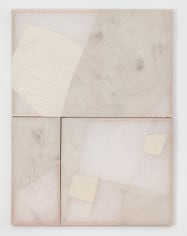 Martha Tuttle, &quot;Untitled&quot;, 2019, wool, linen, graphite, pigment, quartz, 62 x 46 x 2 inches (158 x 117 x 5 cm).