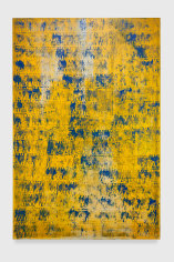 Jared Owens  Shadowboxing #4, 2022  Mixed media on panel, soil from prison yard at F.C.I. Fairton, lino printing  72 x 48 in.