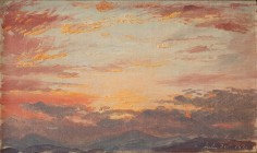 Frederic Edwin Church, Sunset on July 26, 1870, 1870, oil on paper mounted on artist&#039;s board, 8 1/4 x 13 inches (21 x 33 inches)&nbsp;