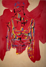LES ROGERS  Willem Died Today, 1997  Enamel and acrylic on birch plywood  69h x 48w x 1/2d in