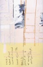LES ROGERS  Could Have Written, 1996  Oil, enamel, acrylic, silkscreen ink and spray enamel on birch plywood  72h x 48w x 1/2d in