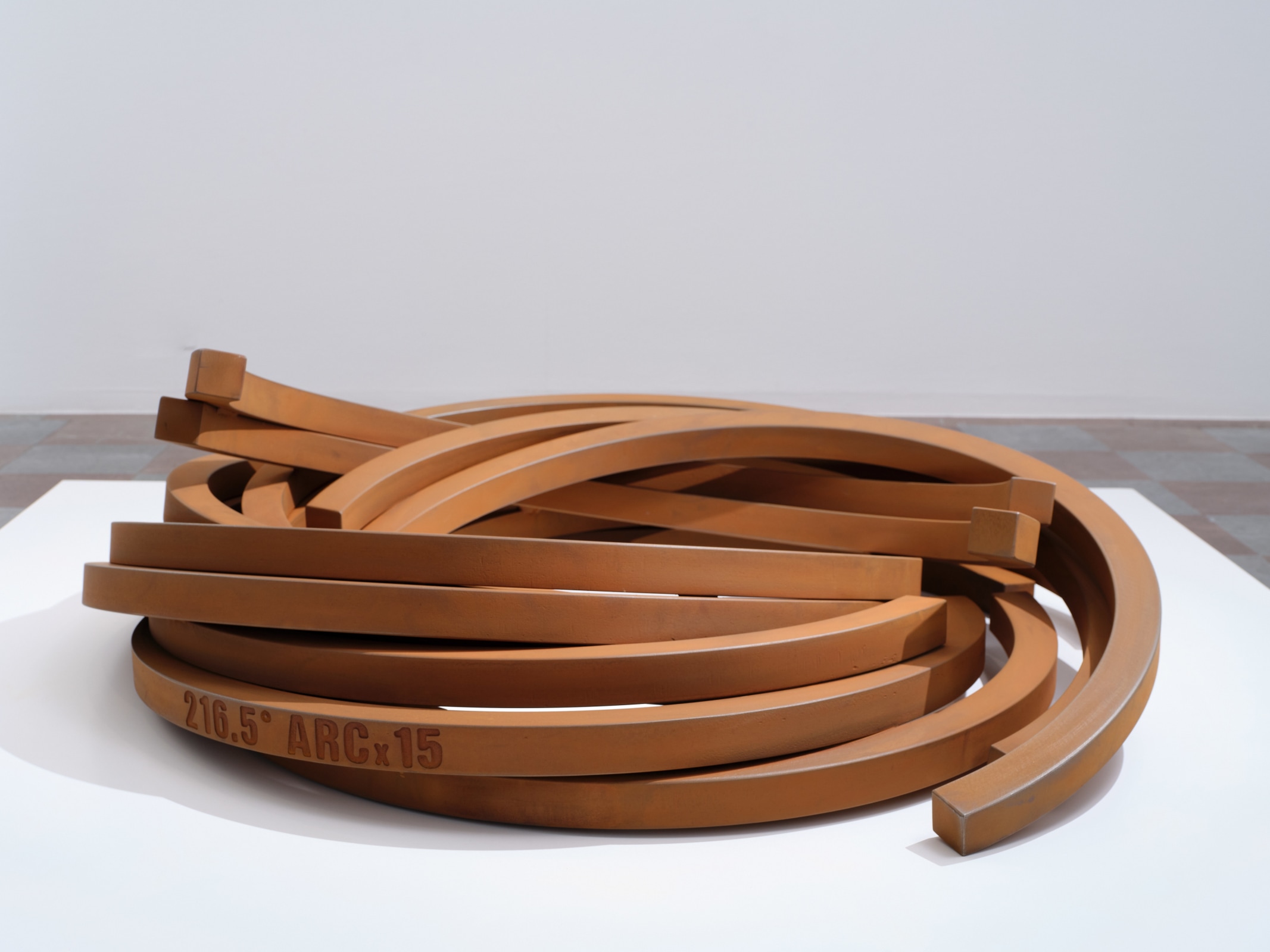Bernar Venet, Stack: 216.5˚ Arc x 15, 2023