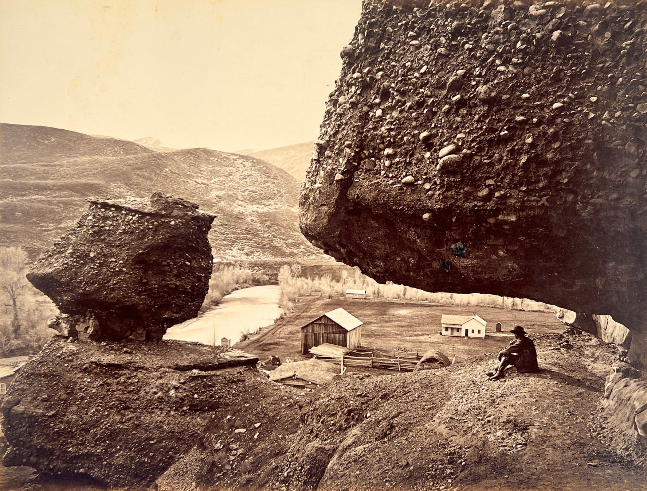 Andrew Joseph RUSSELL (American, 1830&ndash;1902) Plate 32 &quot;Hanging Rock, Foot of Echo Canon&quot;, 1868-1869 Albumen print 23.0 x 29.0 cm