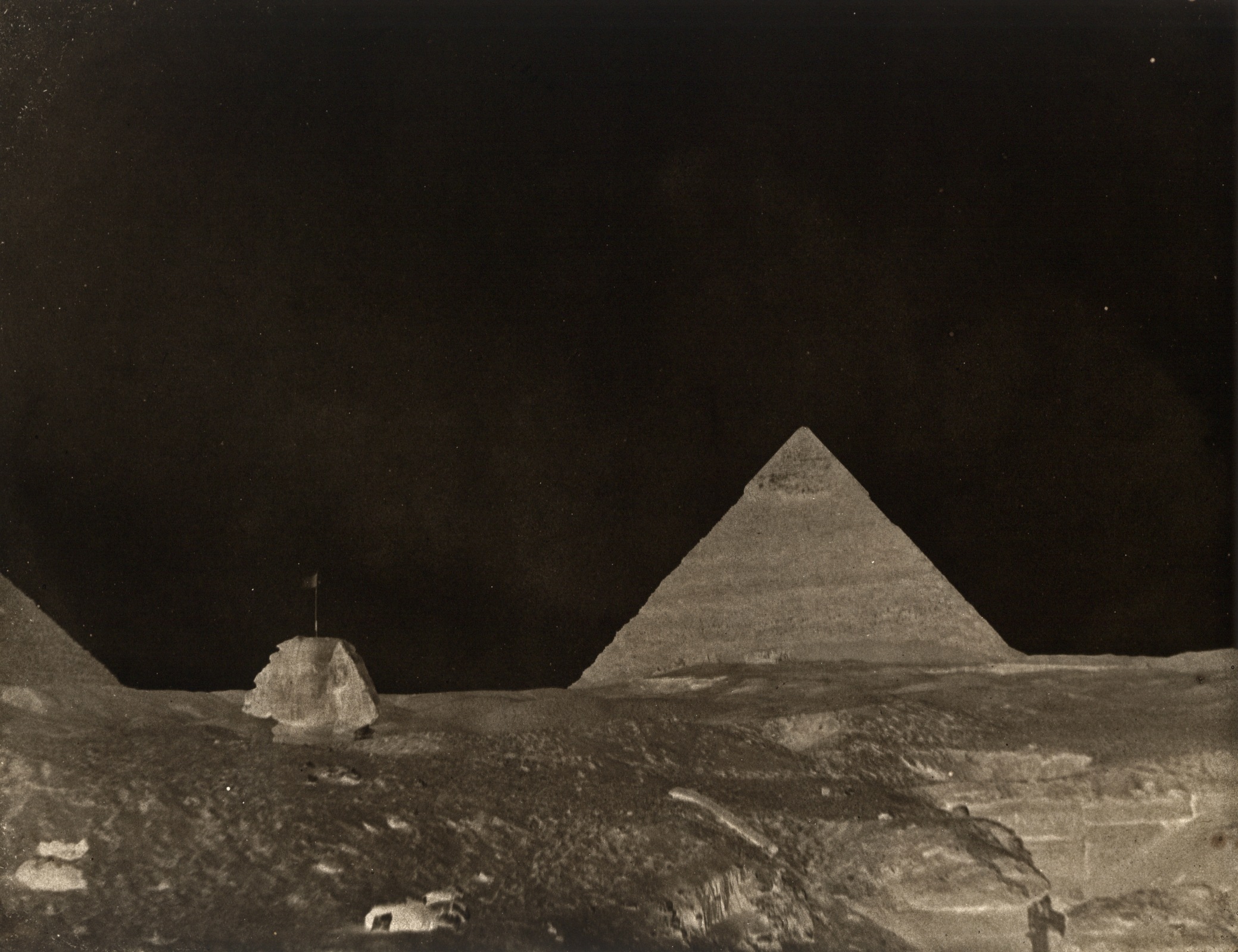 John Beasley GREENE (American, born in France, 1832-1856) Sphinx and Pyramids, Necropolis of Memphis, Giza, 1853-1854 Waxed paper negative 24.4 x 31.3 cm