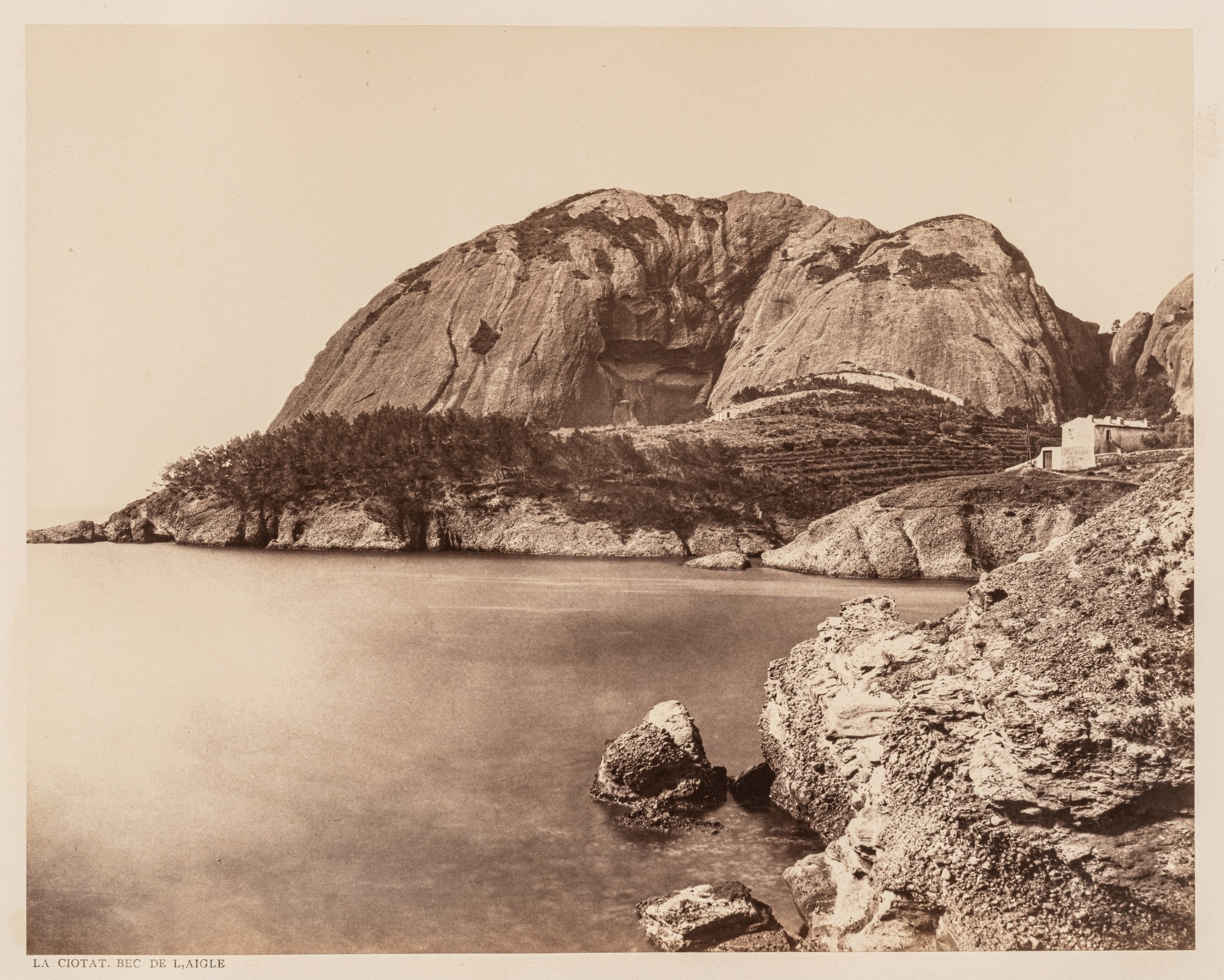 &Eacute;douard BALDUS (French, 1813-1889) The Eagle's Beak, La Ciotat, circa 1860 Albumen print from a paper negative 33.3 x 42.0 cm
