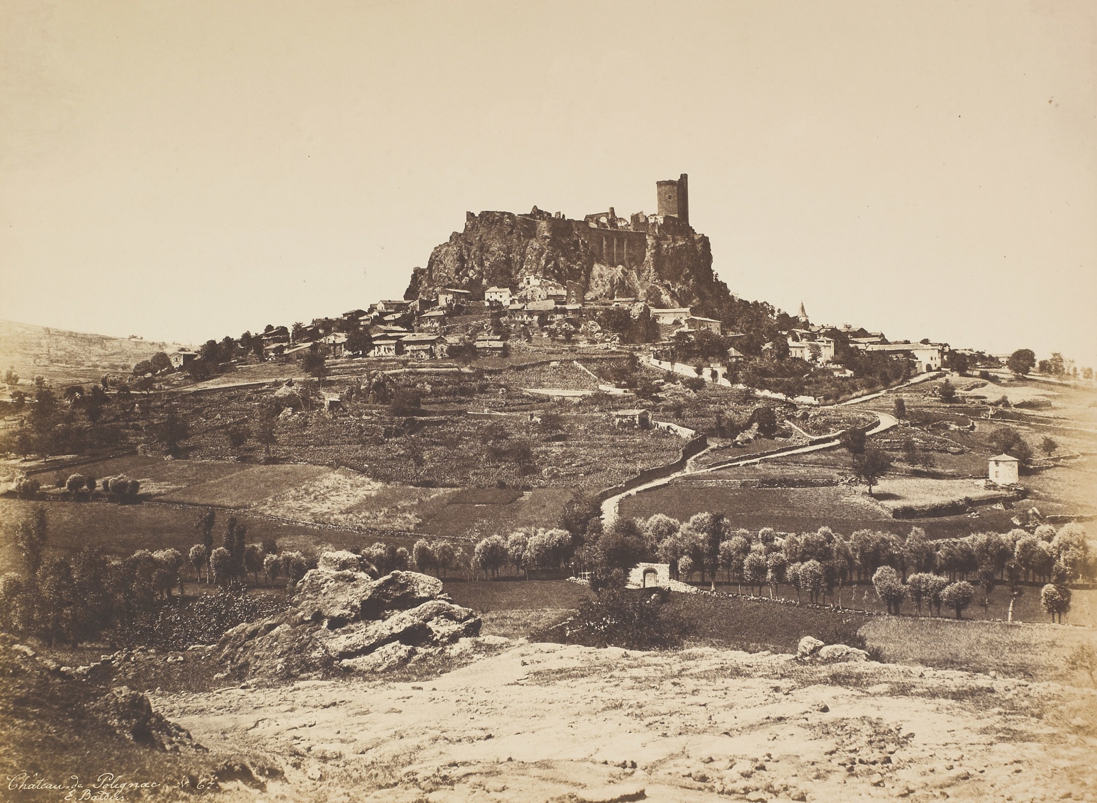 &Eacute;douard BALDUS (French, 1813-1889) &quot;Ch&acirc;teau de Polignac&quot;, 1850s Coated salt print from a paper negative 32.6 x 44.7 cm mounted on 44.9 x 59.9 cm paper